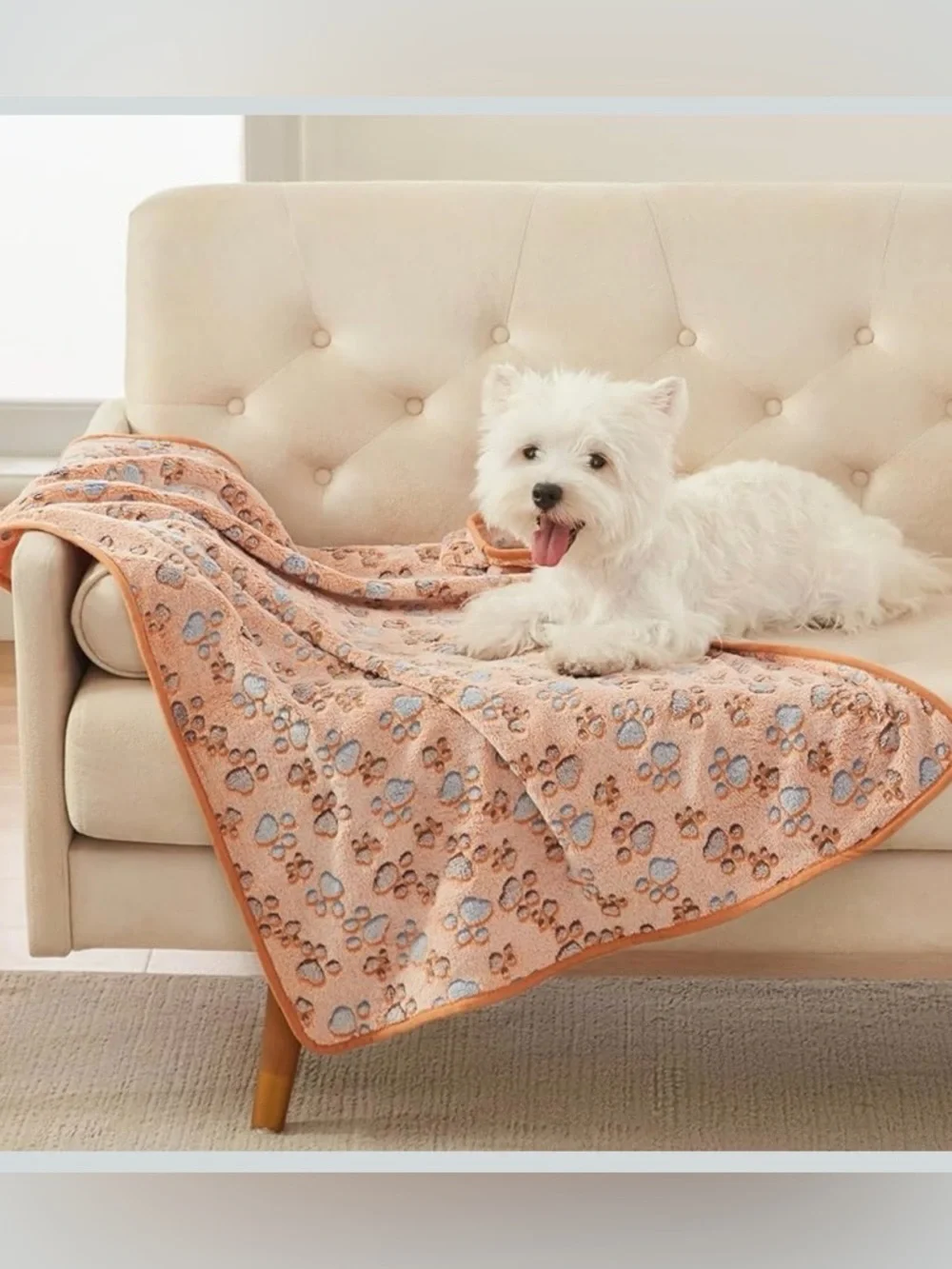 Plush Paw Print Pet Blanket Stack - Beige, Pink, White